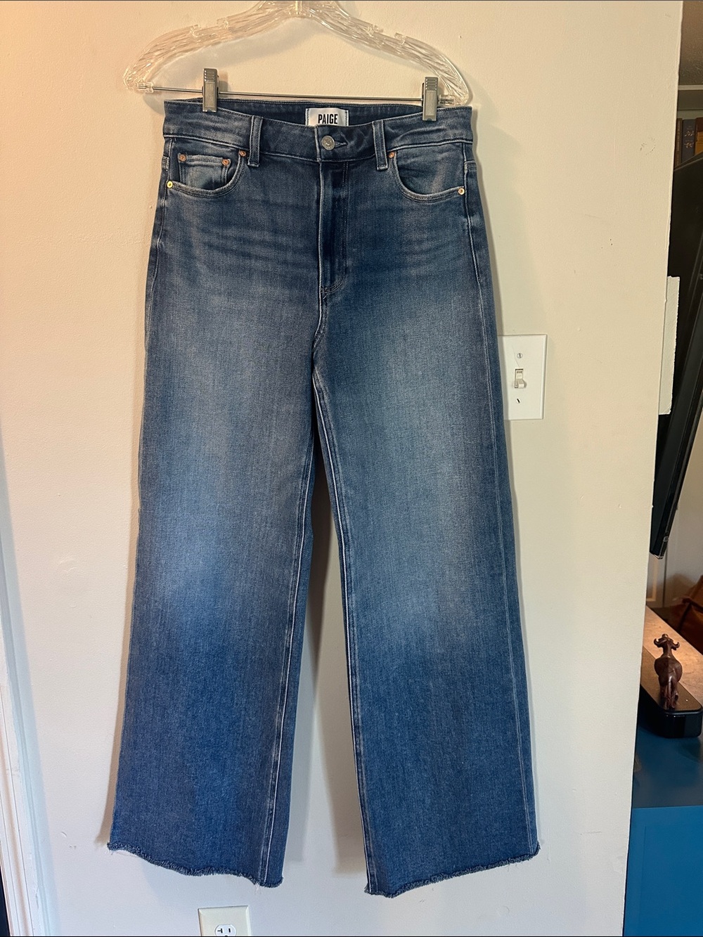 PAIGE Anessa Wide-Leg High-Rise Jeans in Faded Blue Wash